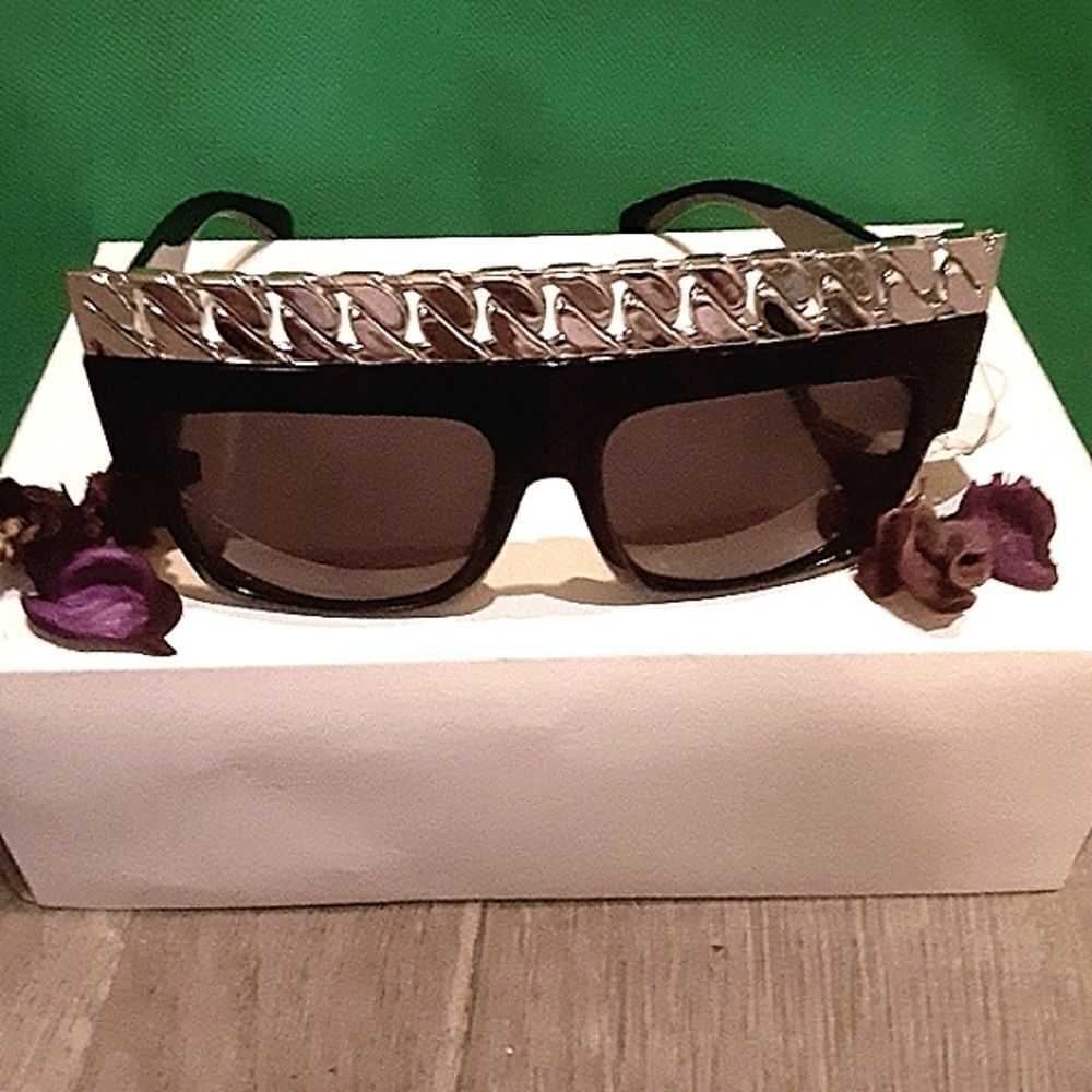 Women's Chain Link Design Oversize Sunglasses